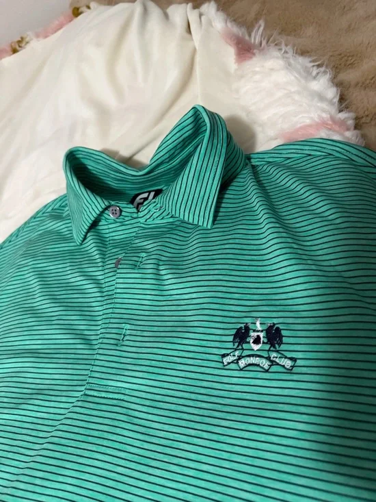 NWT 2 Green Stripe Polo Golf Shirts Men’s XL Footjoy Peter Miller Summer Comfort - Picture 2 of 4